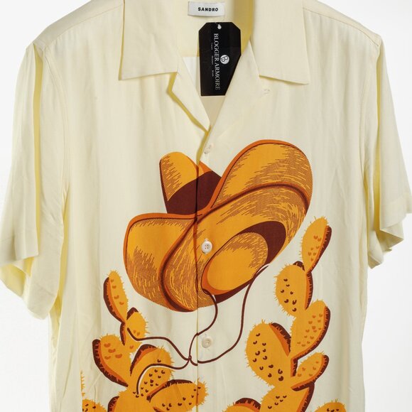 Sandro 2022 Yellow Cactus Graphic Printed Shirt - Picture 3 of 10